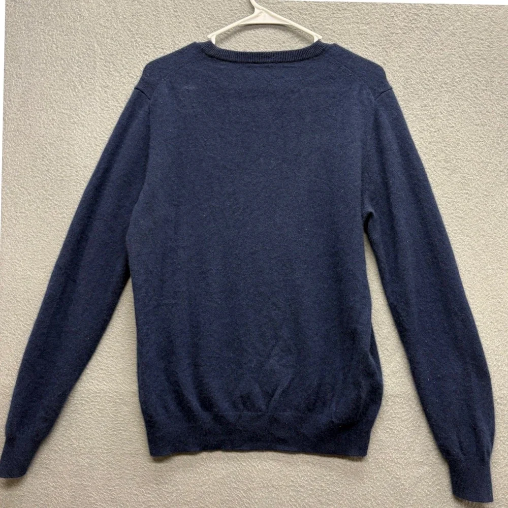 Knit for J. Crew Mens 100% Cashmere Sweater Long Sleeve Navy Blue Classic Size M